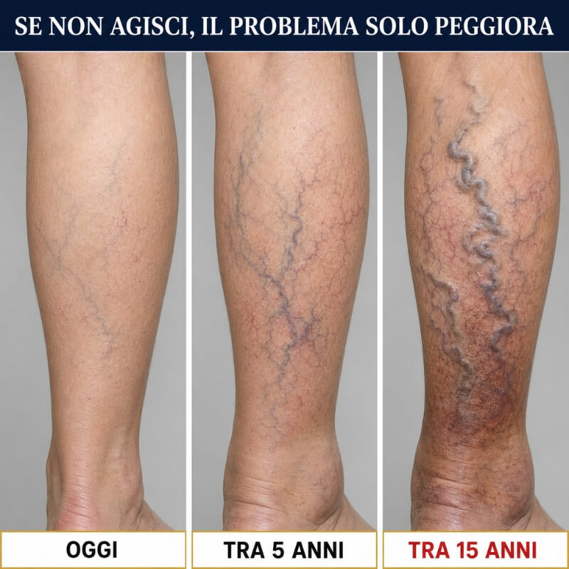 Progressione vene varicose: oggi, tra 5 anni, tra 15 anni