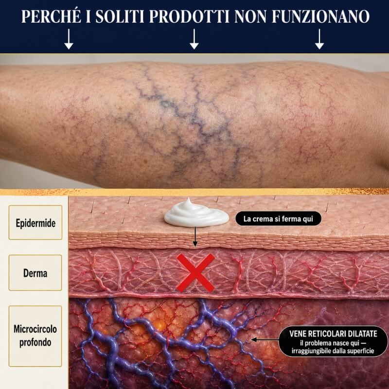Gambe con vene varicose visibili